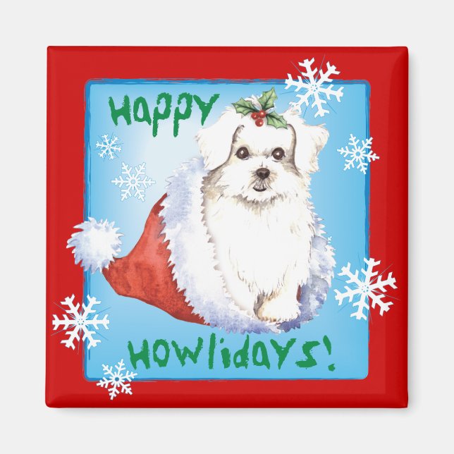 Happy Howlidays Maltese Magnet (Vorne)