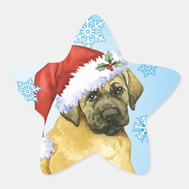Happy Howlidays Mastiff Stern-Aufkleber (Vorderseite)