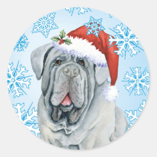 Happy Howlidays Mastino Classic Round Sticker