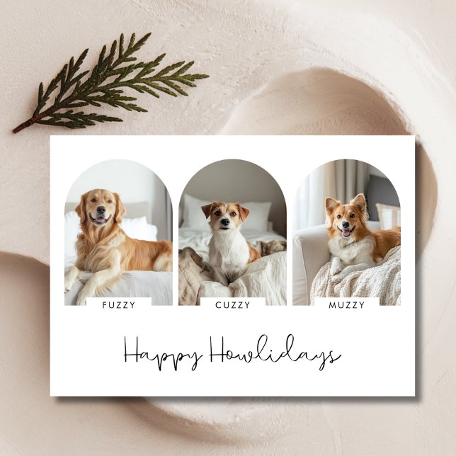 Happy Howlidays mit 3 Pet Name Foto Weihnachten (Von Creator hochgeladen)