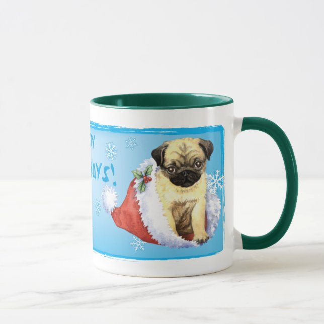 Happy Howlidays Mops Tasse (Rechts)