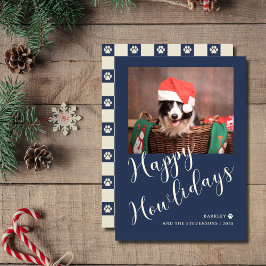 Happy Howlidays Navy Blue Dog Foto Feiertagskarte