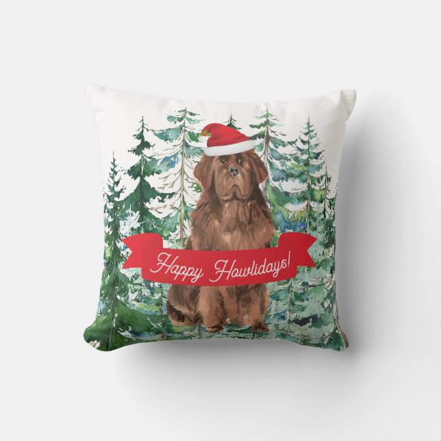 Happy Howlidays Neufundland Hund Weihnachten Kissen (Vorderseite)