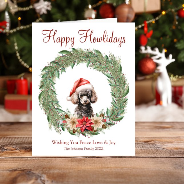 Happy Howlidays Niedlich Poodle Dog Feiertagskarte (Von Creator hochgeladen)