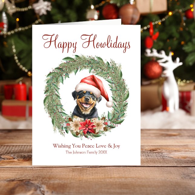 Happy Howlidays Niedlich Rottweiler Hund Feiertagskarte (Von Creator hochgeladen)