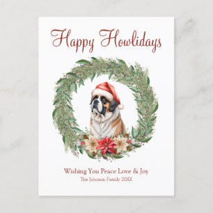 Happy Howlidays Niedlich Saint Bernard Dog Feiertagspostkarte