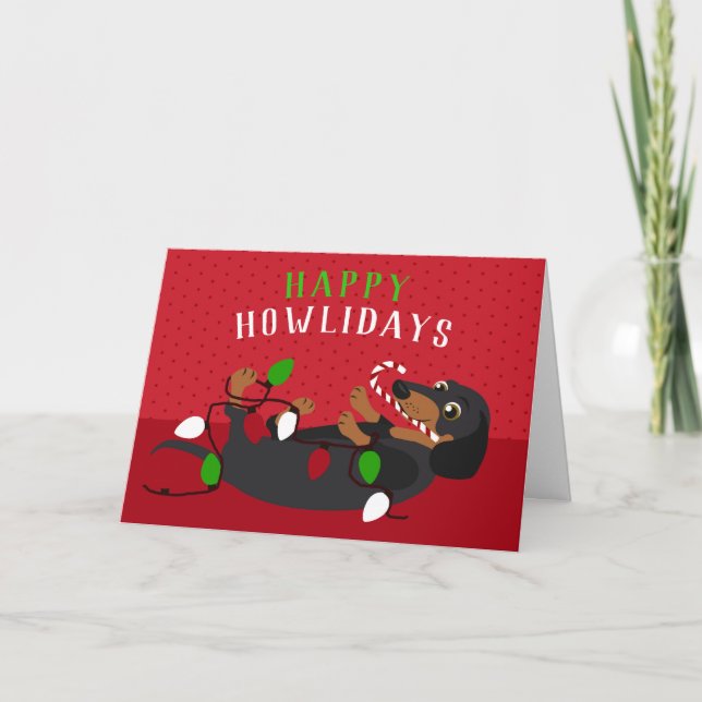 Happy HOWLidays Niedliche Dackel Weihnachten (Vorderseite)