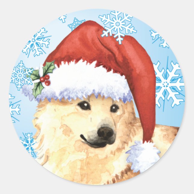 Happy Howlidays Norwegischer Buhund Runder Aufkleber (Vorderseite)