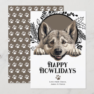 Happy Howlidays Norwegischer Elkhound Hund Weihnac Feiertagskarte