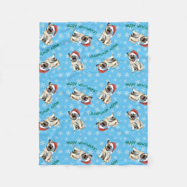 Happy Howlidays Norwegisches Elkhound Fleece Blank (Vorderseite)