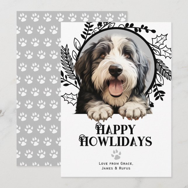Happy Howlidays Old English Sheep Dog Weihnachten (Vorne/Hinten)