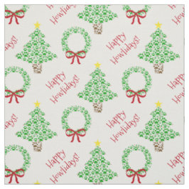 Happy Howlidays Paw Print Weihnachtsbaumen & Kranz Stoff