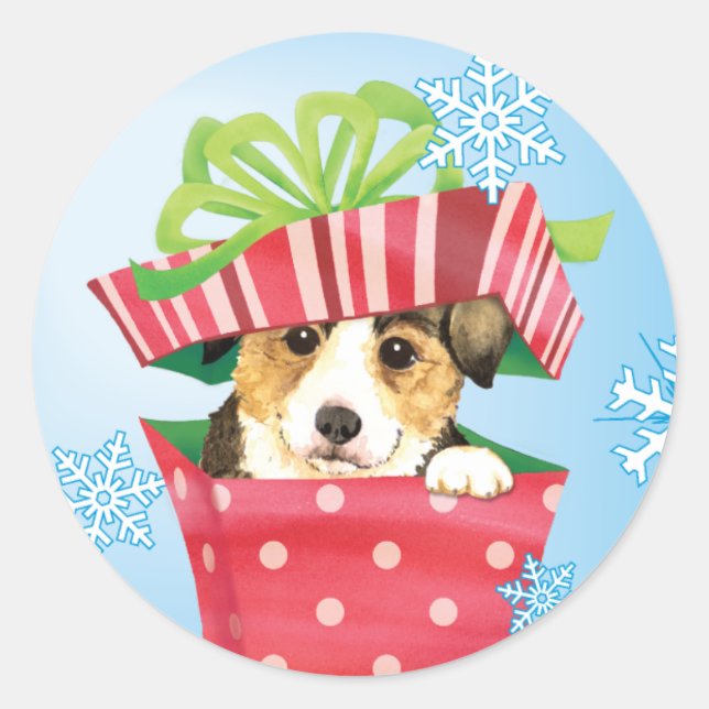Happy Howlidays Pembroke Welsh Corgi Runder Aufkleber (Vorderseite)