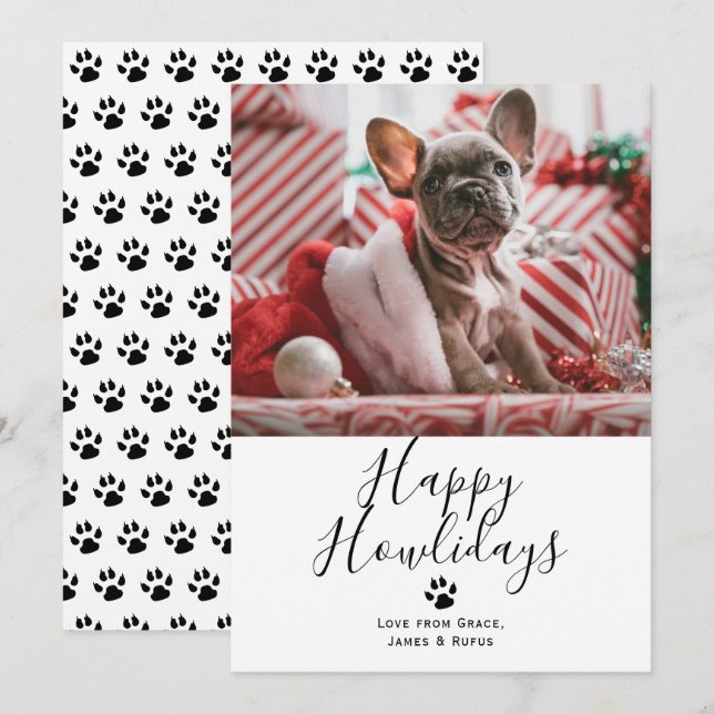 Happy Howlidays Pet Hund Weihnachtskarte Einladung (Vorne/Hinten)