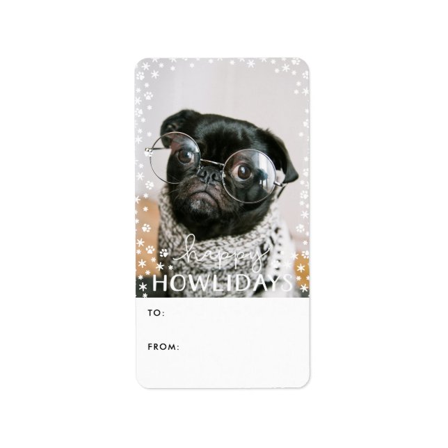 Happy Howlidays Pet Lover Foto Weihnachtsgeschenk  Adressaufkleber (Vorne)