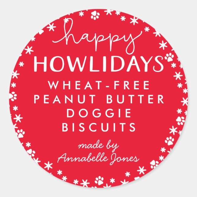 Happy Howlidays Pet Lover Holiday Leckerei Sticker (Vorderseite)
