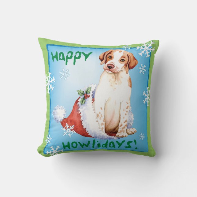 Happy Howlidays Pointer Throw Kissen (Vorderseite)