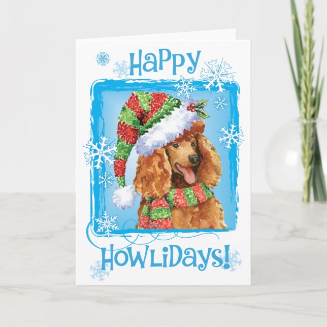 Happy Howlidays Poodle Feiertagskarte (Vorderseite)