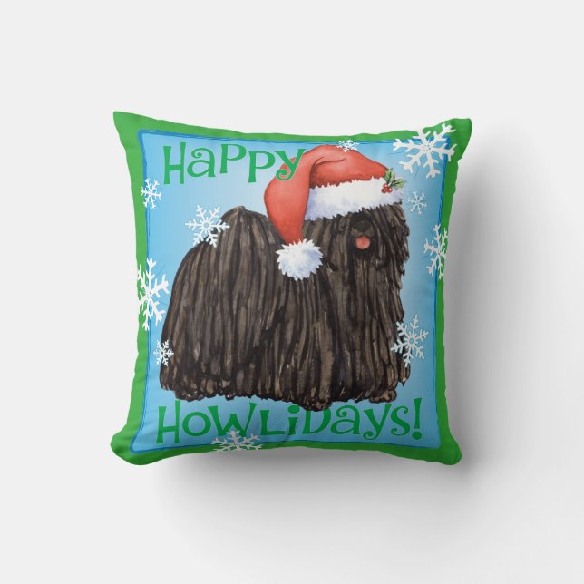 Happy Howlidays Puli Kissen (Vorderseite)