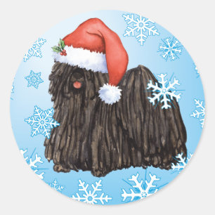Happy Howlidays Puli Runder Aufkleber