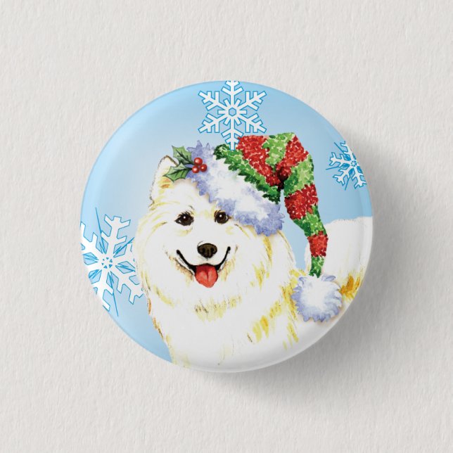 Happy Howlidays Samoyed Button (Vorderseite)