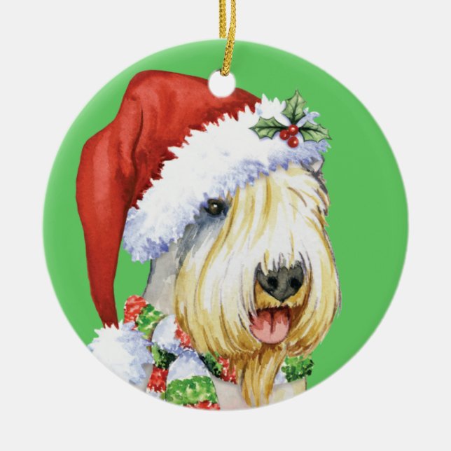 Happy Howlidays Sealyham Terrier Keramik Ornament (Vorne)