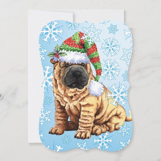 Happy Howlidays Shar-Pei Feiertagskarte (Vorderseite)