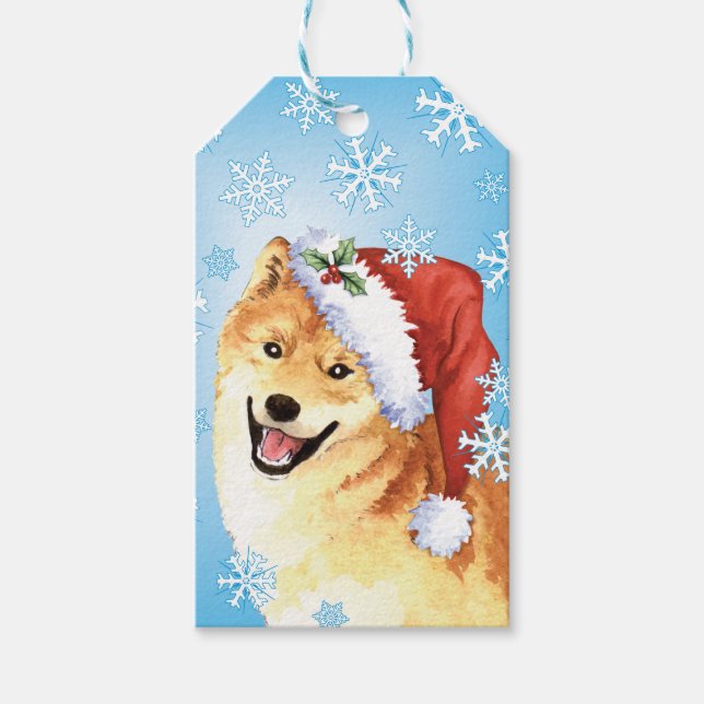 Happy Howlidays Shiba Inu Geschenkanhänger (Vorderseite)