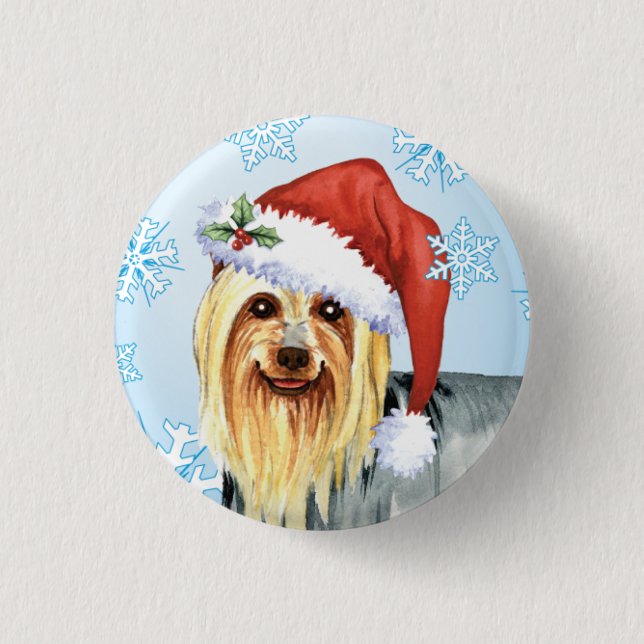 Happy Howlidays Silky Terrier Button (Vorderseite)