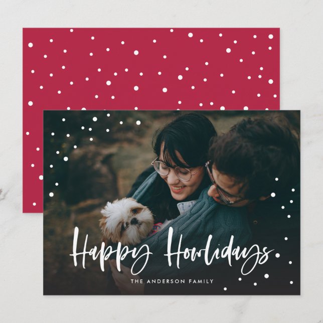 Happy Howlidays Snow Dots Hund | Haustier (Vorne/Hinten)