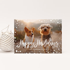 Happy Howlidays Snow | Weihnachts-Foto für Haustie Feiertagskarte