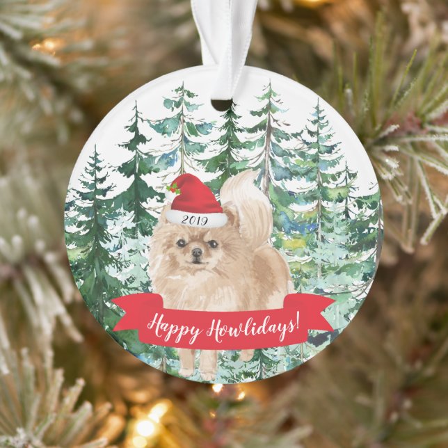 Happy Howlidays Spitz Hunde Weihnachten Ornament (Baum)