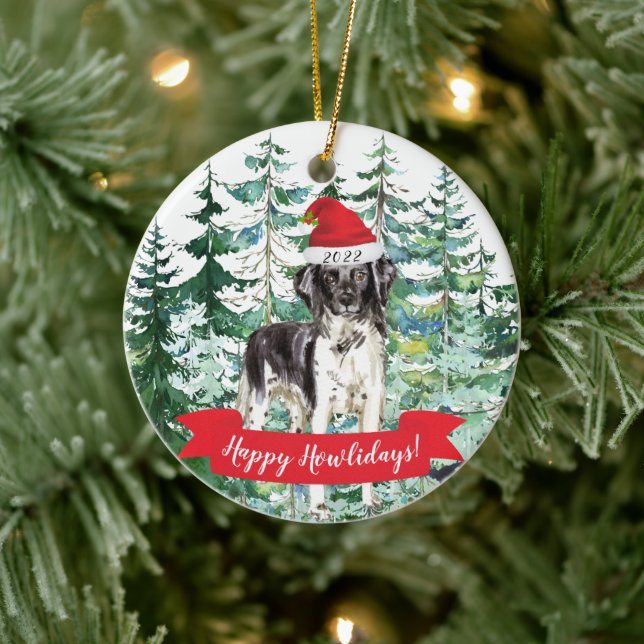 Happy Howlidays Stabyhoun Dog Keramik Ornament (Baum)