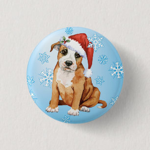 Happy Howlidays Staffordshire Bull Terrier Button