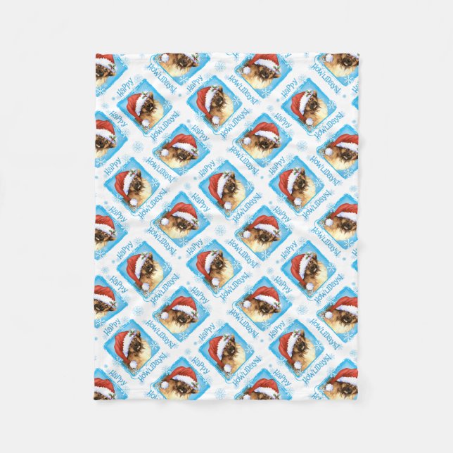 Happy Howlidays Tibetan Spaniel Fleece Blanket (Vorderseite)