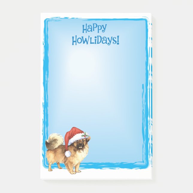 Happy Howlidays Tibetan Spaniel Post-it Klebezettel (Vorderseite)