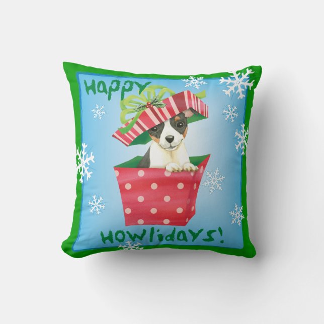 Happy Howlidays Toy Fox Terrier Kissen (Vorderseite)