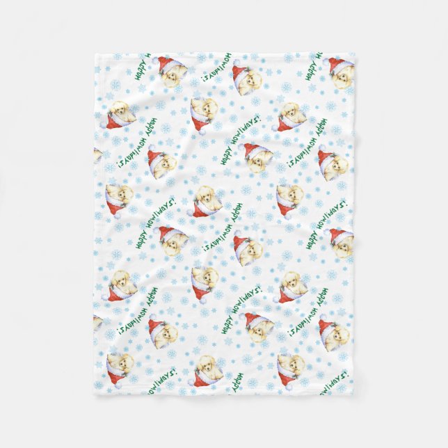 Happy Howlidays Toy Poodle Fleece Blanket (Vorderseite)