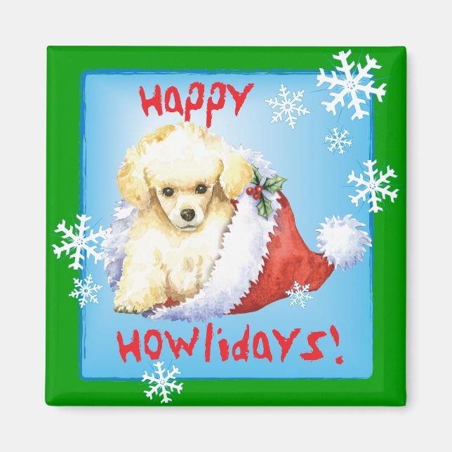Happy Howlidays Toy Poodle Magnet (Vorne)