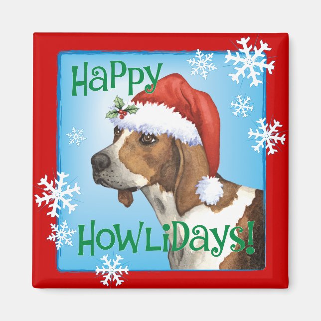 Happy Howlidays Treeing Walker Magnet (Vorne)