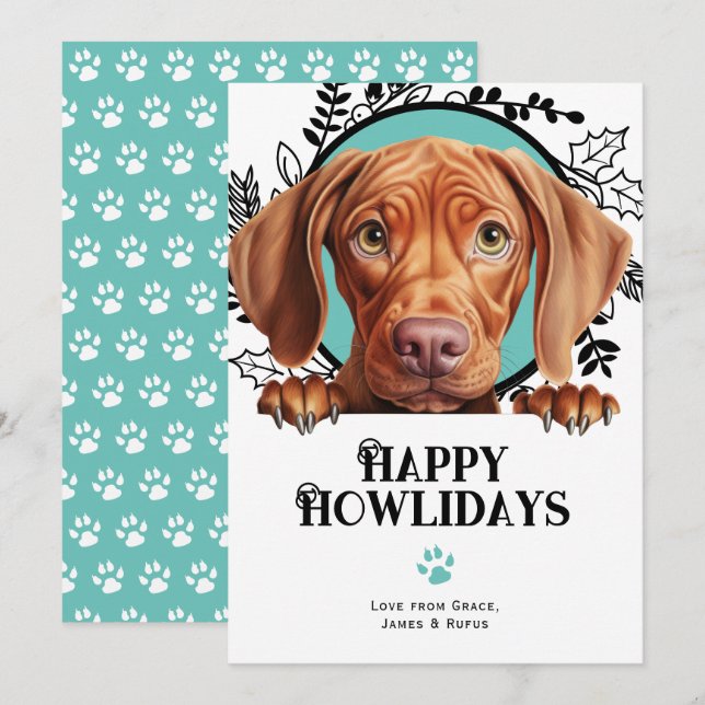 Happy Howlidays Vizsla Dog Weihnachten (Vorne/Hinten)