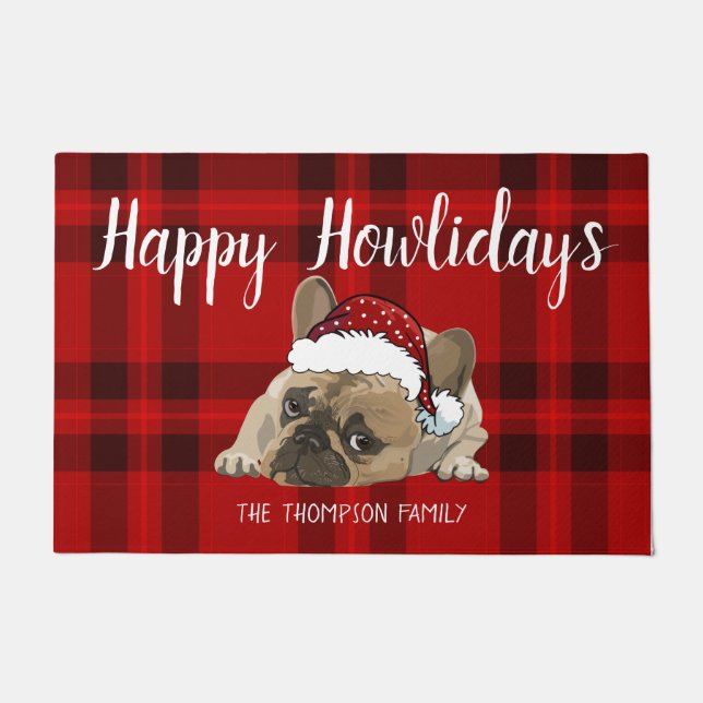 Happy Howlidays Weihnachten Weihnachten Franzose B Fußmatte (Vorderseite)