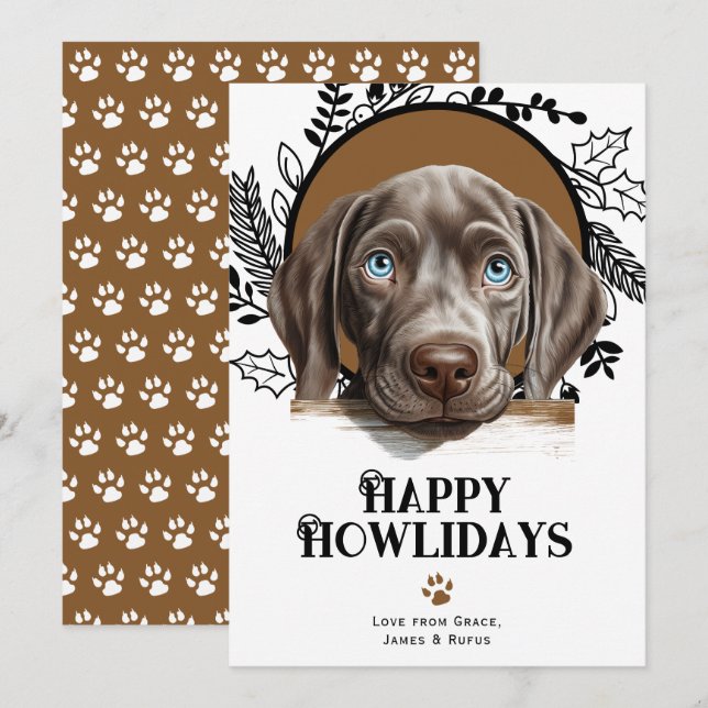 Happy Howlidays Weimaraner Hund Weihnachten (Vorne/Hinten)