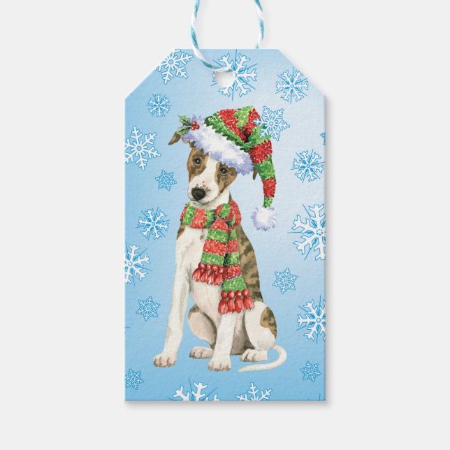 Happy Howlidays Whippet Geschenkanhänger (Vorderseite)