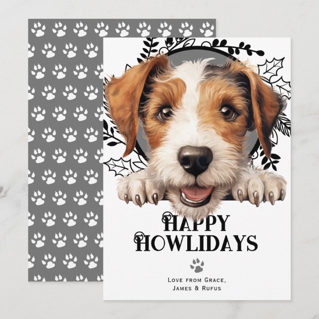 Happy Howlidays Wire Fox Terrier Dog Weihnachten (Vorne/Hinten)