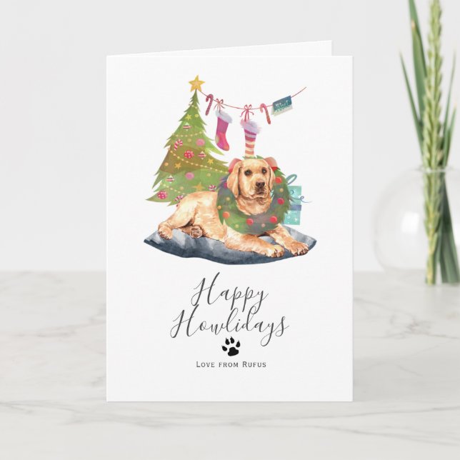 Happy Howlidays Yellow Labrador Hund Weihnachten (Vorderseite)