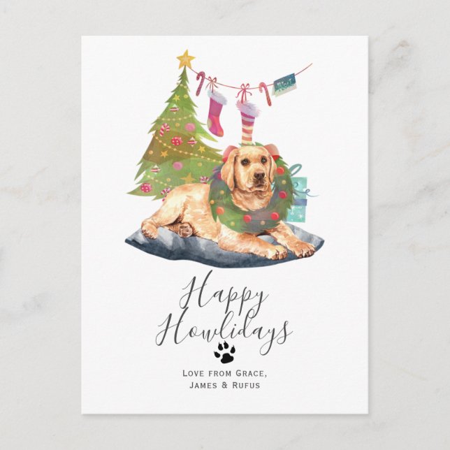 Happy Howlidays Yellow Labrador Hund Weihnachten (Vorderseite)
