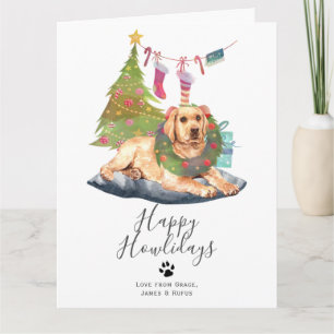 Happy Howlidays Yellow Labrador Hund Weihnachten Karte