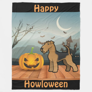 Happy Howloween Airedale Terrier Fleecedecke