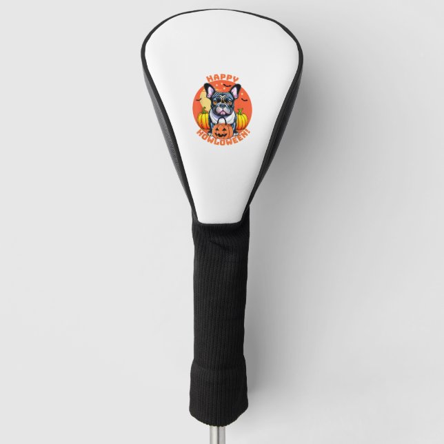 Happy Howloween French Bulldog-Frenchie Golf Headcover (Vorderseite)